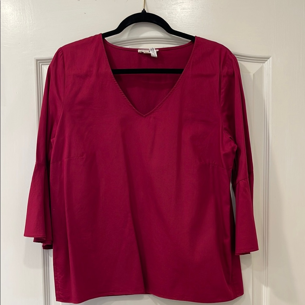 Women's V-Neck Top in Red